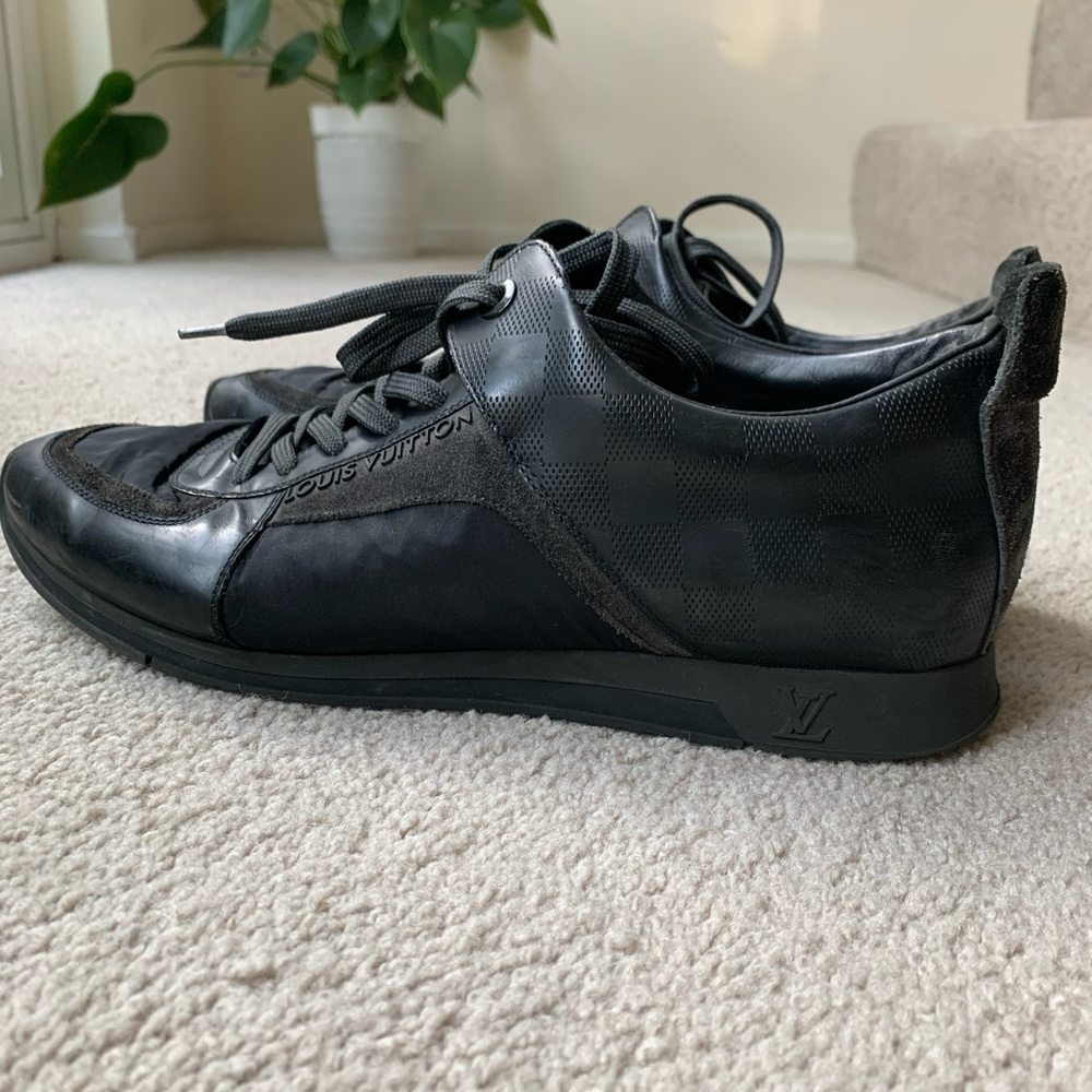 Louis Vuitton Black Damier Spin Sneaker Men Sz 8 - Picture 4 of 7